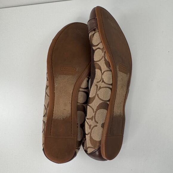 COACH Chelsey Ballet Flat US 9.5B Brown Signature Monogram Slip-On Shoes FLAW - Picture 6 of 8